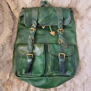 Green Leather Backpack